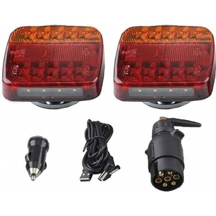 Kit Feux Arrières Remorque Eclairage LED Magnétique Sans Fil Wifi 12/24V
