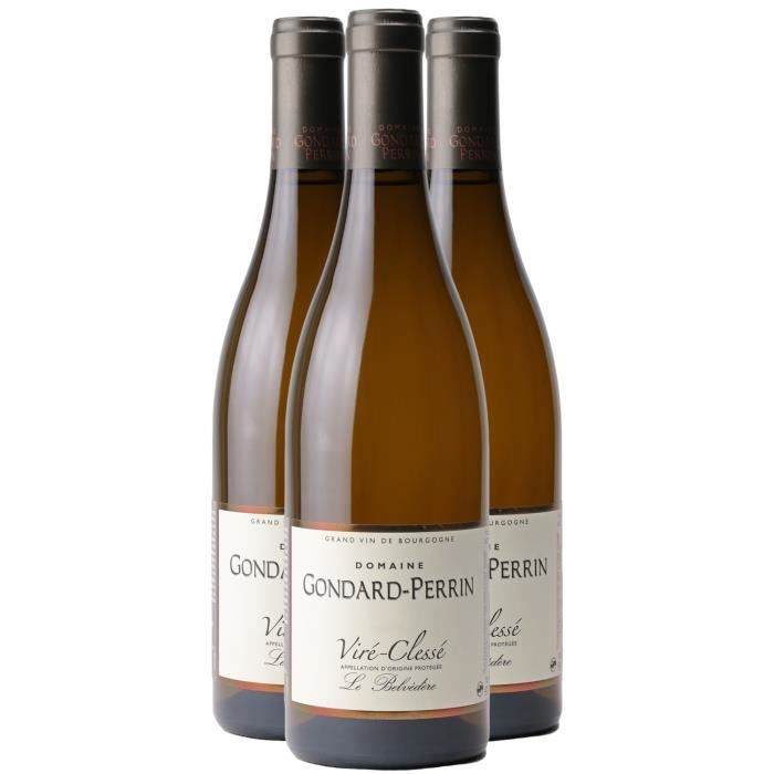 Viré-Clessé Le Belvédère Blanc 2020 - Lot de 3x75cl - Domaine Gondard Perrin - Vin AOC Blanc de Bourgogne - Cépage Chardonnay