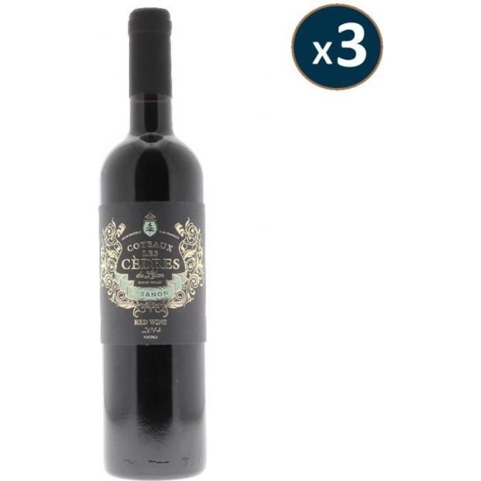 VIN COTEAUX LES CEDRES ROUGE 2014 3*75CL - Brasserie: COTEAUX LES CEDRES Couleur: Rouge Pays: LIBAN Pays fabrication: LIBAN