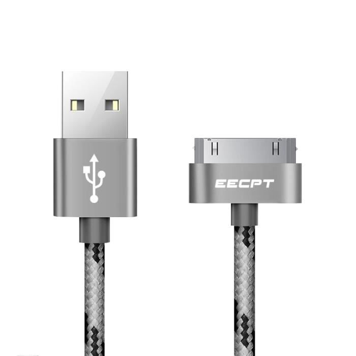 Câble téléphone,EECPT câble USB pour iPhone 4 S 4 s 3GS câble de synchronisation de données de charge pour iPad - Type Gray-0.25 m