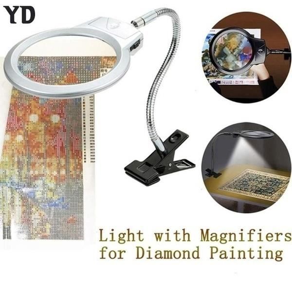 Clip-sur LED de table 4X / 6X loupe verre avec pince Clip Lampe de bureau loupe Design lumineux Dimmable luminosité Agjustable