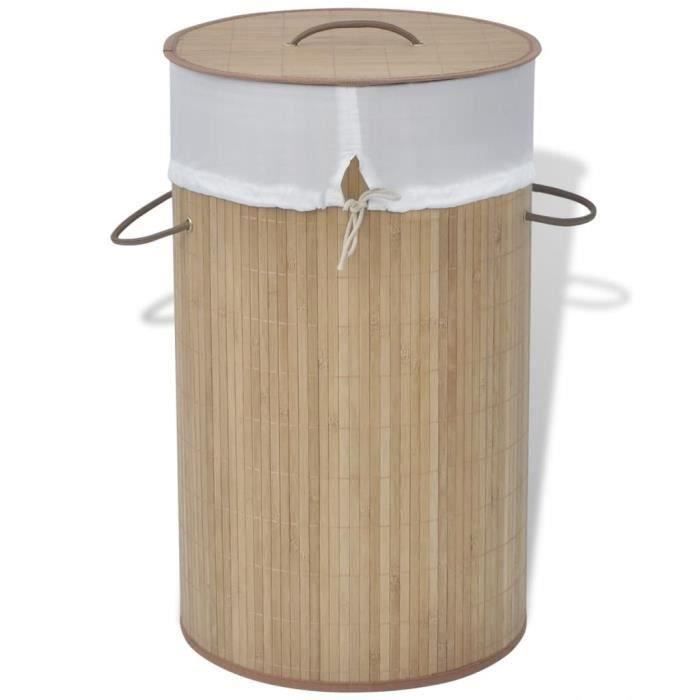 CS Corbeille à Linge Panier A Linge en Bambou Rond Naturel - CSOPS824A0290