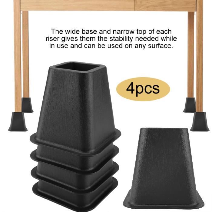 Qutianshop® 4pcs Pied de meubles Riser de fourniture Réhausseur de meuble Lit - Table - Bureau - Canapé-Chaise