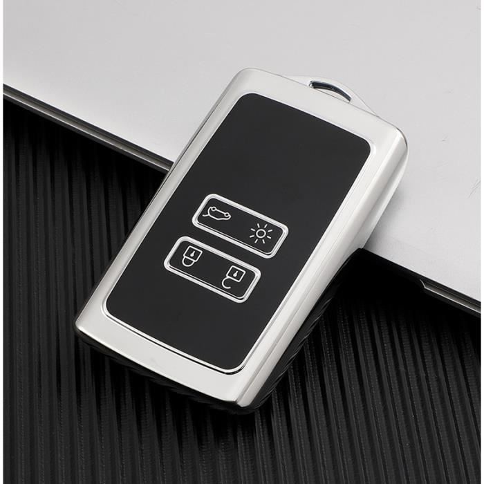 Coque clé,Housse de clé télécommande en TPU pour Renault Fluence Duster Megane Kadjar Clio, étui de style pour - Type Argent