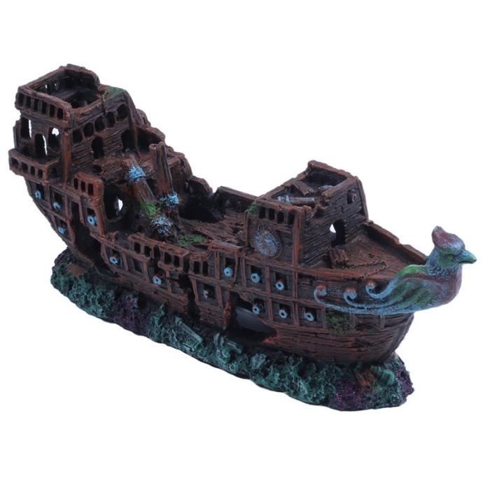 Décoration - aquarium,Épave d'aquarium décoratif en résine, bateau de croisière, pour poisson - Type Black-S