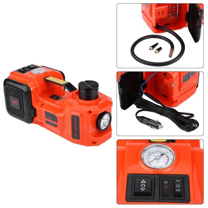 Cric Hydraulique, Cric à Voiture Cric Électrique Automatique Cric 12V avec Lampe LED, Capacité de 5 Tonnes -HB065