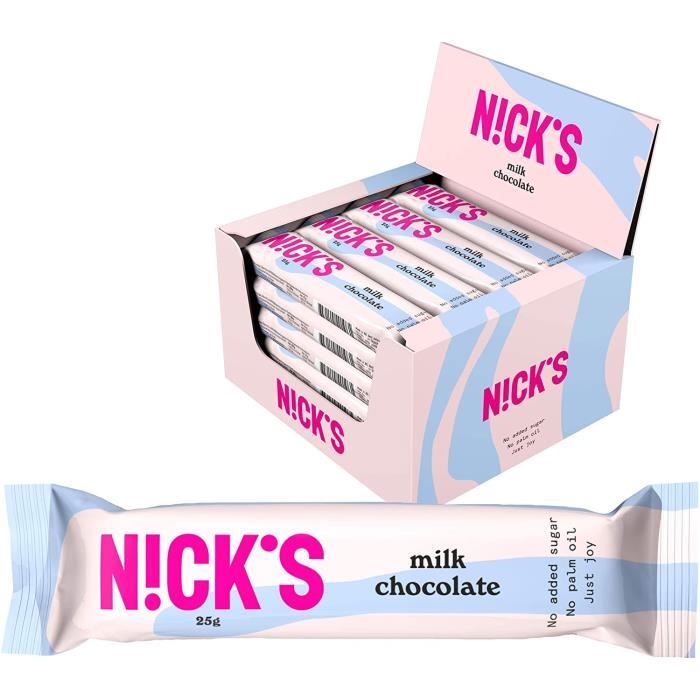 Chocolat au lait sans sucre ajouté faible teneur en glucides sans gluten 24 x 25g