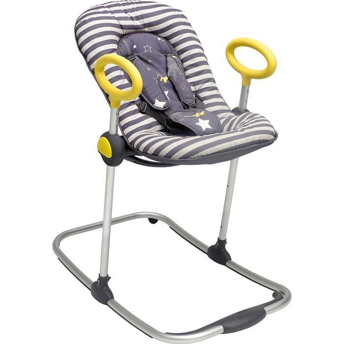 BEABA, Transat Up&Down I,Transat Réglable en Hauteur, Pour Bébé et Enfants, 3 Positions d'Inclinaison, Gris Rock