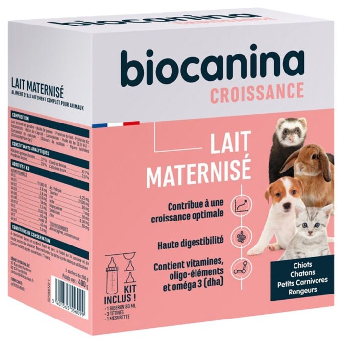 Biocanina Kit Lait Maternisé 2 x 200g + 1 Biberon + 3 Tétines + 1 Mesurette