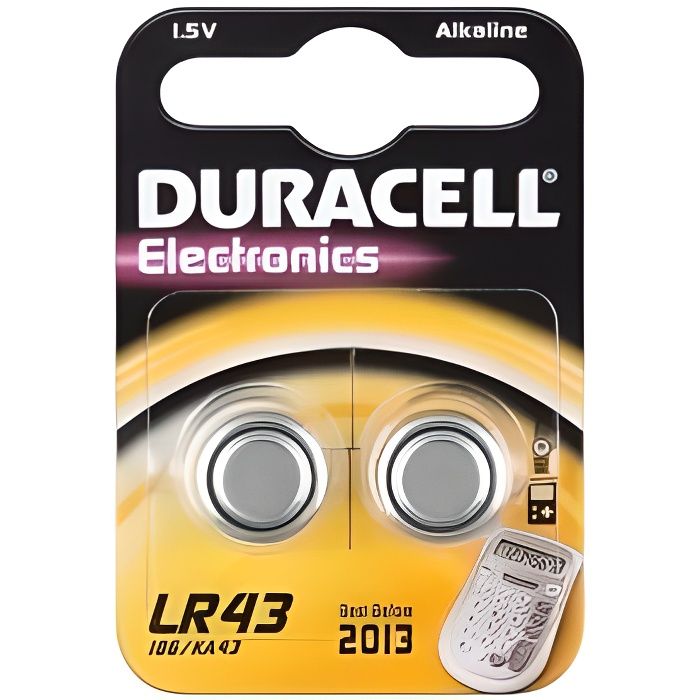 Piles Duracell boutons alcaline 2x LR43