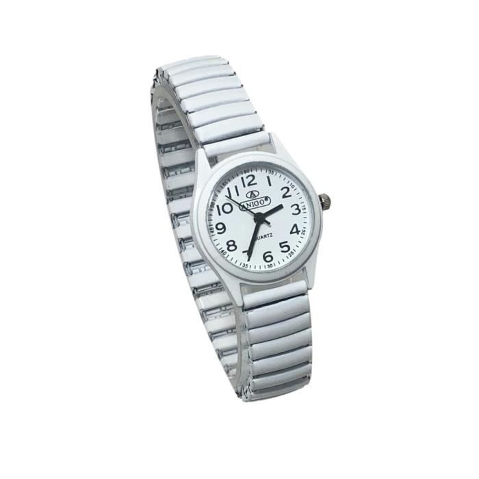 Montre Femme Classique Bracelet Extensible Elastique à Chiffres clairs