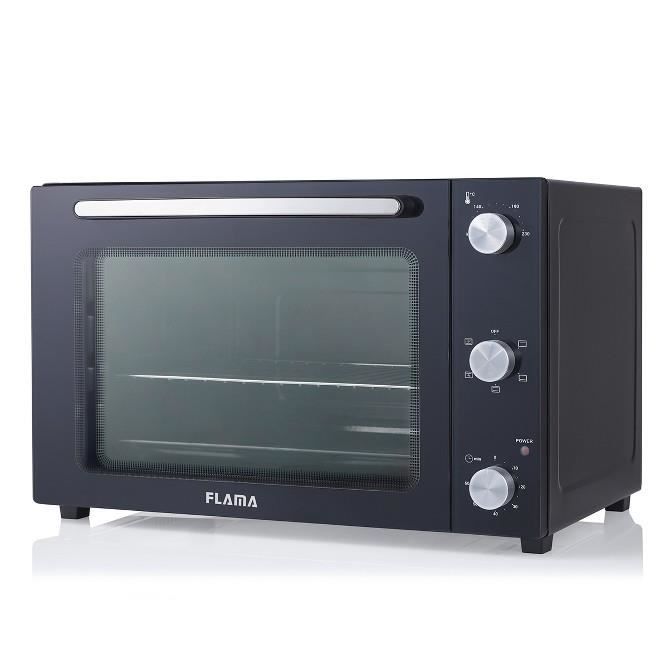 Mini-four à convection Flama noir 1548FL, 1800W, capacité de 48L, 6 fonctions de cuisson, fonction gril, revêtement antiadhésif