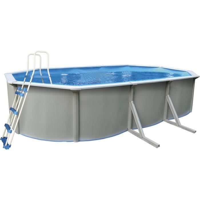 Piscine acier ovale aspect blanc -Caracas-- 6.10 x 3.60 x 1.20 m