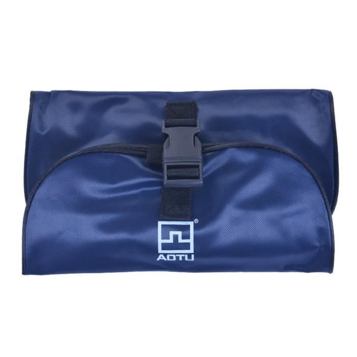 Trousse de toilette de beauté de voyage de sacs à cosmétiques pliables imperméables de femmes, bleu marine