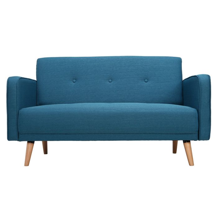 Canapé droit 2 places Bleu Pas cher Design Confort