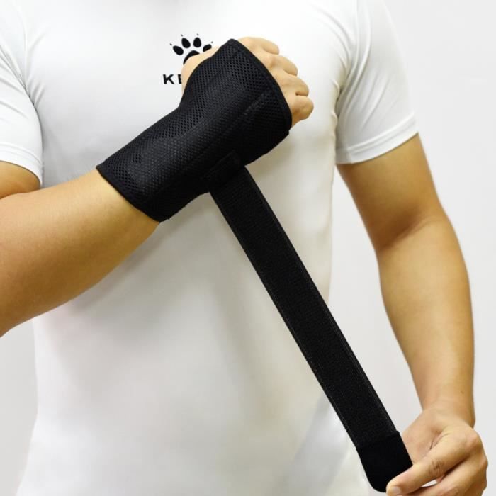 Attelle de poignet de soutien de respirante durable réglable noire 1PC pour la tendinite de soulagement de douleur