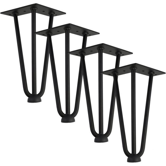 30cm Pieds de Table en épingle Avec 4 protecteurs| Lot de 4 | Accessoires de montage inclus