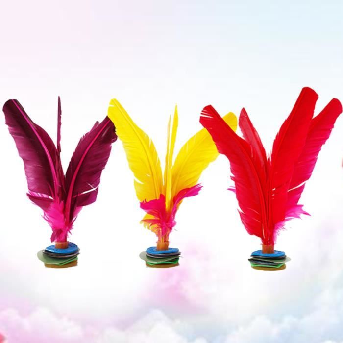 3 pcs Drôle Coup de Pied Volants Plume Jouet de Sport de Jouant à des Jeux KIT BADMINTON - PACK BADMINTON - ENSEMBLE BADMINTON