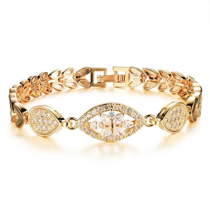 Bracelet Femme Argent - Chaîne Bracelet de Charme Zirconium Rond