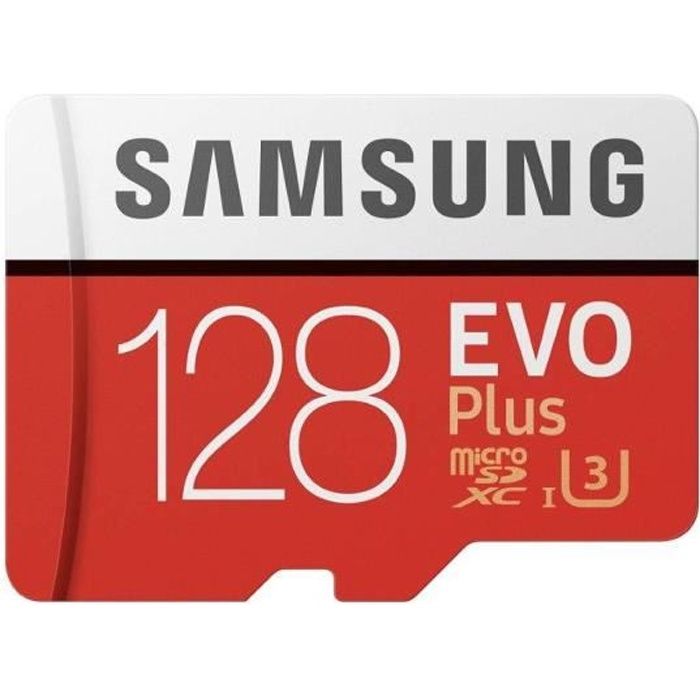 Samsung MB-MC128GA/EU Carte mémoire MicroSD Evo Plus 128G avec adaptateur SD - Rouge/Blanc