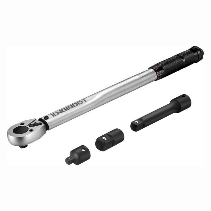 Clé Dynamométrique 3/8″ (19-110Nm) TACKLIFE, Convertisseur de Couple, Adaptateur, Barre d’extension en Coffret – HTW1B