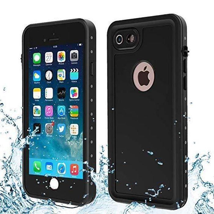 Tikawi Coque Antichoc Waterproof Iphone 7/8 Noire [IP68 Imperméable] Waterproof [Haute Protection] Dustproof