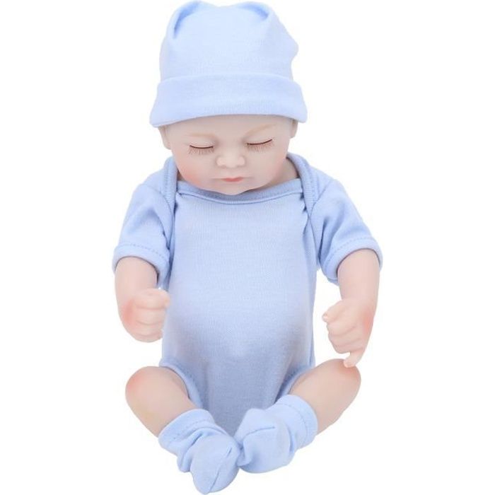 VINGVO Baby Doll Silicone corps Simulation bébé poupée réaliste bébé poupée jouet enfants filles cadeau 10 pouces (bleu