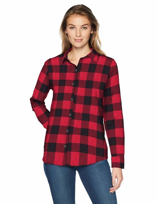Essentials WAE25004FL18 Rbu XL Amazon Chemise en Flanelle Legere a Carreaux et Manches Longues Coupe Classique Femme Rouge Cdiscount Pret a Porter