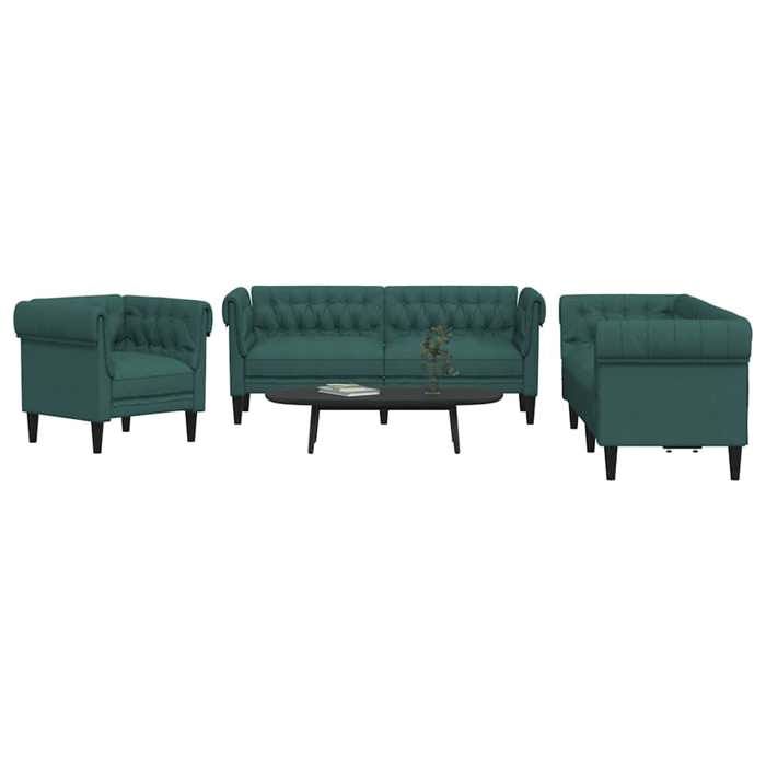 vidaXL Ensemble de canapés 3 pcs vert foncé tissu canapé