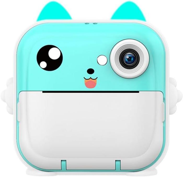 Appareil Photo Enfant Impression Instantanée Luckits - Dinosaure 1080P HD 4800W Double Caméra + Carte 32Go - Cadeau 3-12 Ans