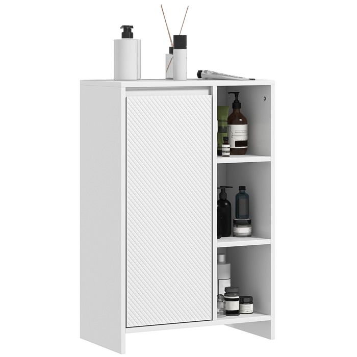 Meuble De Salle De Bain HOMCOM 60x30x80 Cm - Armoire Avec Tiroir Et Portes, Étagère Réglable - Style Chêne Et Acier