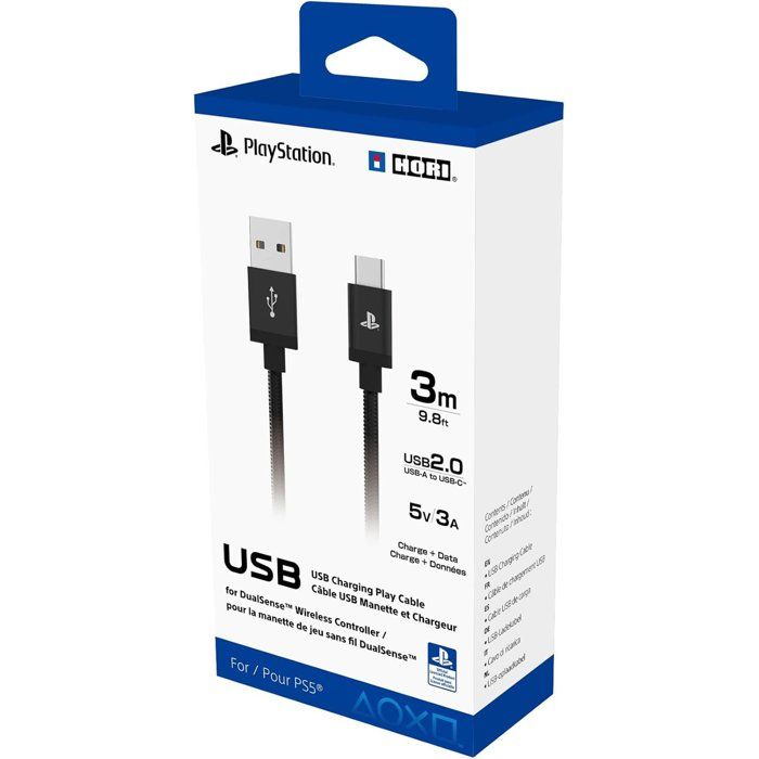 Câble de rechargement HORI PS5 3 mètres USB Sous licence officielle Sony - vue 2