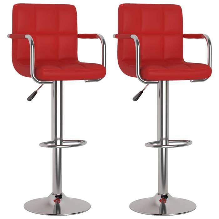 Lot de 2 Chaises de bar - UU - Tabourets de bar - rouge bordeaux similicuir t137