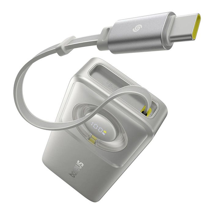 Banque dalimentation 10 000 mAh 30 W câble de type C intégré - Baseus Free2Pull (P10073701843-00) - Gris