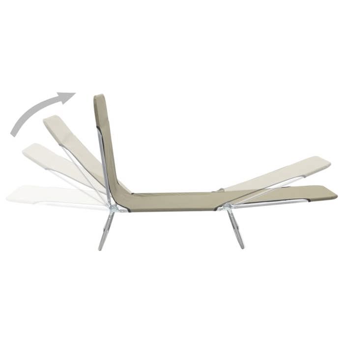Lot de 2 Chaises longues GGK pliables Acier et tissu Taupe GG85