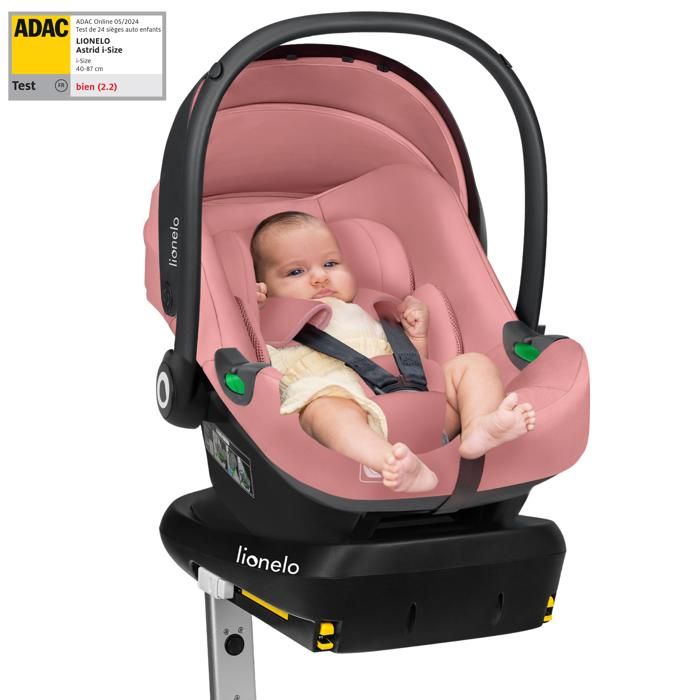 Siège auto 40-87 cm avec base ISOFIX - LIONELO Astrid i-Size - ADAC - Cosi bébé - Légère - Rose