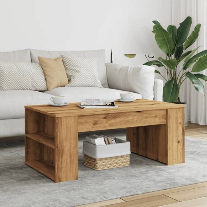 Table basse - Plusieurs Niveaux - chêne artisanal 102x55x42 cm - Bois dingénierie - Salon Moderne(29443) ZLH
