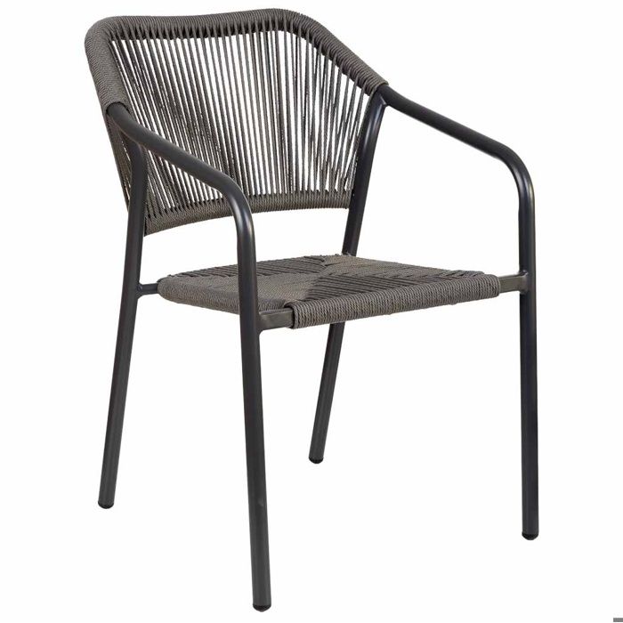 Chaise en rotin synthétique gris 56x60x80