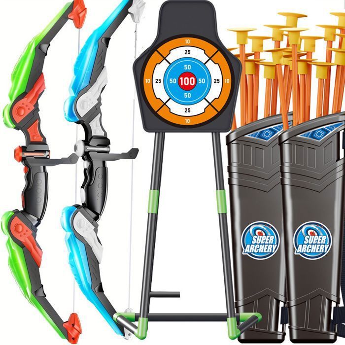 Kit De Tir à L'arc Arc Et Flèches Enfant Avec Ventouses - 2 Arcs + 6 Flèches + Cible - Jeu D'intérieur/extérieur Dès 6 Ans Arc Et Flèches Ventouse