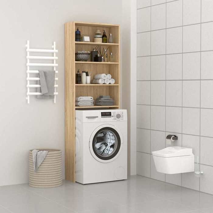 DÉCOSHOP - Meuble de machine à laver - Meuble de Rangement Haut - Chêne sonoma 64x24x190cm MM42458