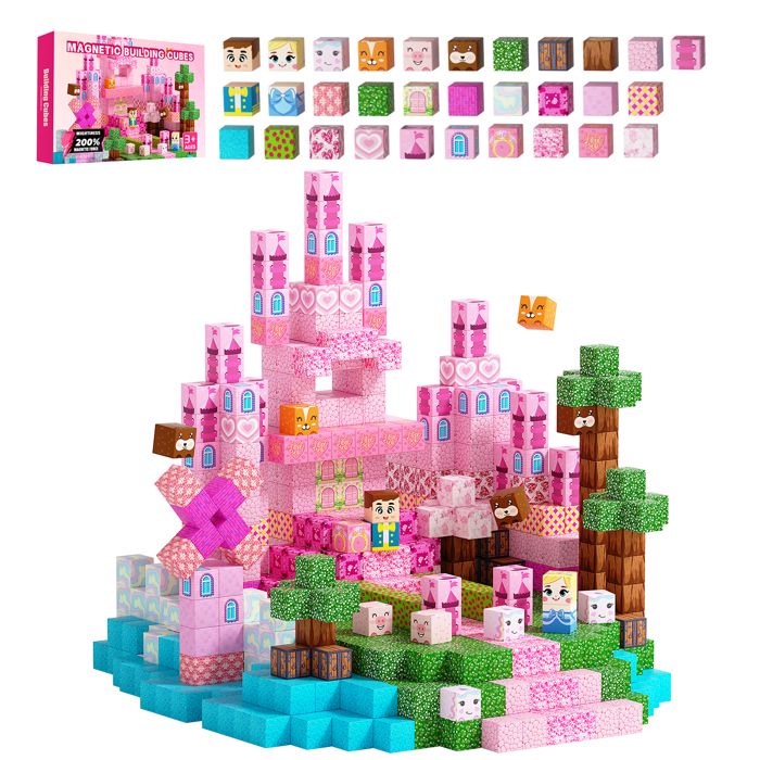 Blocs de Construction Magnétiques,100 Pièces Ensemble de Blocs Cubes ...