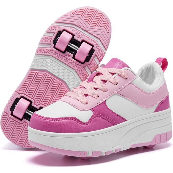 Chaussures Multifonction Sport ANEFUN Chaussures à Roulettes Enfants 4 Roues Amovibles - Rose/Blanc 34 EU, Confortables Et Polyvalentes Chaussures Multifonction Sport ANEFUN Chaussures à Roulettes Enfants 4 Roues Amovibles - Rose/Blanc 34 EU, Confortables Et Polyvalentes