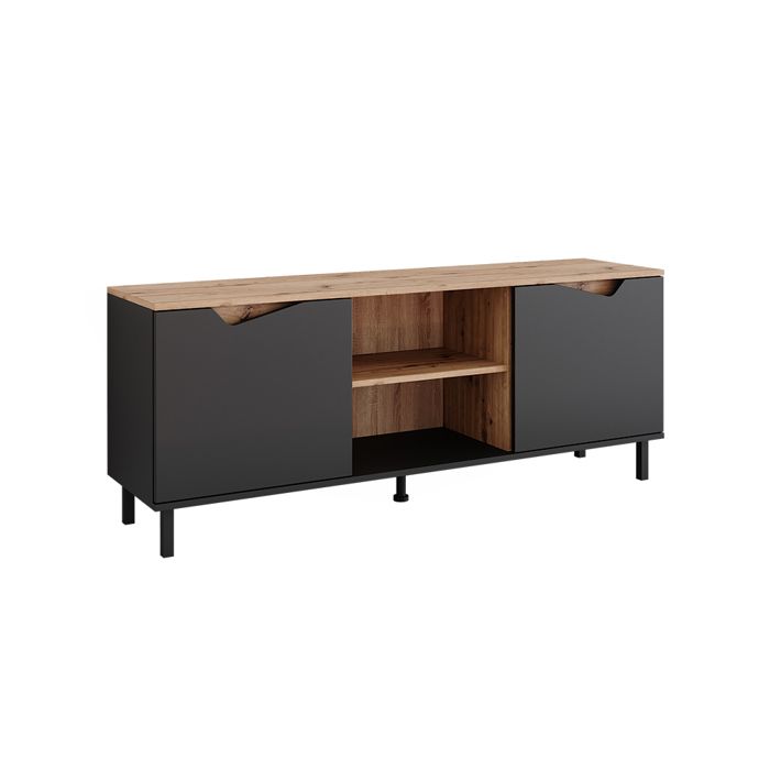 Meuble TV Marelle 150x60cm avec 2 portes Anthracite/Chêne Artisan Vicco 57838 Meuble TV Marelle 150x60cm avec 2 portes Anthracite/Chêne Artisan Vicco 57838