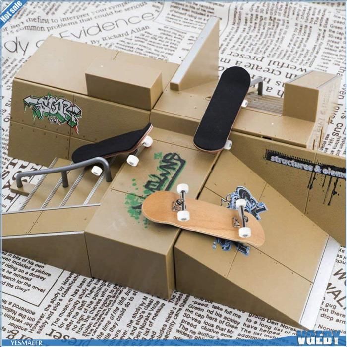 VGEBY Jouet dassemblage de bricolage de planche à roulettes à doigts Mini touche professionnelle jeux casse-tete Bleu foncé