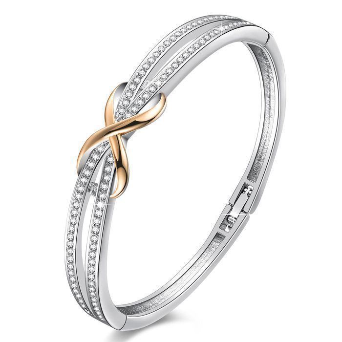 Bracelet Femme - Bracelet -Femme Infini -18cm -Avec des Cristaux-Or Rose-Cadeau Fête des Mères Anniversaire Femme Maman Noël mariage