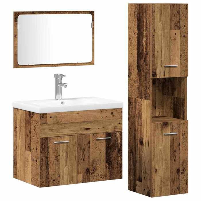 En solde Jeu de mobilier de salle de bain avec étagère 4 pièces - Ensemble de meubles - pour maison - Marron L1049