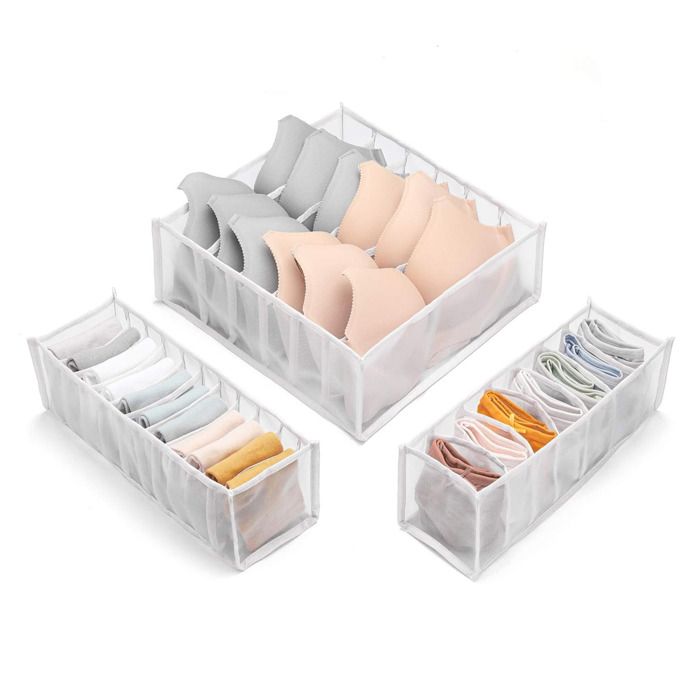 Séparateurs de tiroir pour organiseur de sous-vêtements lot de 3 comprenant 6 7 et 11 compartiments pliables pour placard