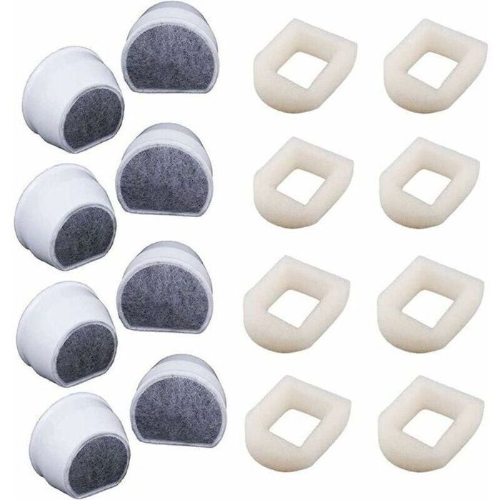 Filtre pour fontaine à eau - PZCC - Lot de 16 - Préfiltres mousse & filtres carbone - Compatible PetSafe Drinkwell - Pour chat