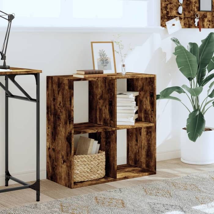 BEAU Bibliothèque de rangement - ZENCORE - Organisateur de Livre - Pour Séjour - chêne fumé 68 5x32x68 5cm - Bois dingénierie LH520