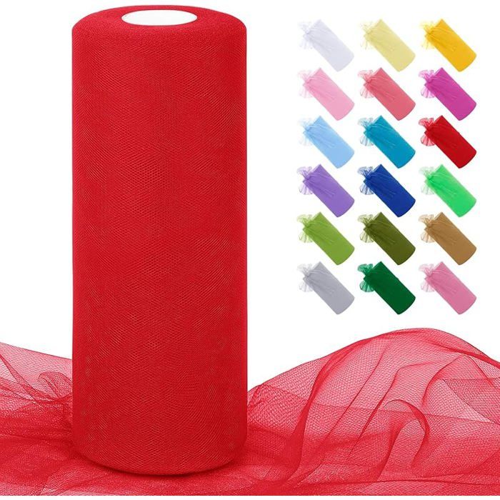 Rouleau de Tulle Rouge 30cm x 91m Tulle Mariage Polyester Maille Tissu Ruban Mariage pour Tutu Jupe 30cm x 91m Rouge